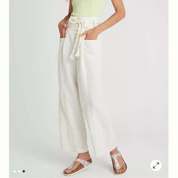 Anthropologie Pants - Anthropologie Maeve Linen High Rise Wide Leg Paperbag Trousers in Cream